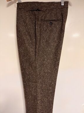 Spier & MacKay melange pleated wool tailored side tab trousers/pants